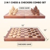 image:imageGSE Games amp Sports Expert 15 Large Wooden Folding 2in1 Chess and Checkers Board Game Combo Set Portable Travel Board Games Chess Checker Set