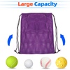 image:imageGSE Games amp Sports Expert 18x12 Purple Mesh Drawstring Bag for Baseballs Softballs Tennis Pickleball Balls Golf Balls Mesh Sports Equipment Bag with Lock for Gym Swim Gear Laundry amp ToysPurple