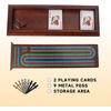 image:imageGSE Games amp Sports Expert 2Track Wooden Cribbage Board Game Box with Playing Cards Metal Pegs and Storage Drawer Classic Cribbage Board with Large Storage3Track Cribbage Board with Cards