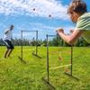 image:imageGSE Games amp Sports Expert Premium Solid Wood Ladder Ball Toss Game Set with Ladder Ball Bolas amp Carrying Case for Outdoor Backyard LawnMetal Ladder Toss Game Set
