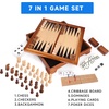 image:imageGSE Games amp Sports Expert Wooden 7in1 Chess Checkers Backgammon Dominoes Cribbage Board Playing Card amp Poker Dice Game Combo Set Deluxe