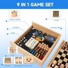 image:imageGSE Games amp Sports Expert Wooden 9in1 Chess Checkers Backgammon Dominoes Chinese Checkers TicTacToe Ludo Playing Cards amp Poker Dice Game Combo Set
