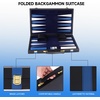 image:imageGSE Premium Leather Backgammon Board Game Set BlackampGrey Medium  Premium Leather Travel Folding Board Classic Game Set Leather Case IncludedLeatherblackblue
