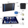 image:imageGSE Premium Leather Backgammon Board Game Set BlackampGrey Medium  Premium Leather Travel Folding Board Classic Game Set Leather Case IncludedLeatherblackblue