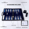 image:imageGSE Premium Leather Backgammon Board Game Set BlackampGrey Medium  Premium Leather Travel Folding Board Classic Game Set Leather Case IncludedLeatherblackblue