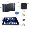 image:imageGSE Premium Leather Backgammon Board Game Set BlackampGrey Medium  Premium Leather Travel Folding Board Classic Game Set Leather Case IncludedLeatherblackblue