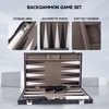 image:imageGSE Premium Leather Backgammon Board Game Set BlackampGrey Medium  Premium Leather Travel Folding Board Classic Game Set Leather Case IncludedLeatherblackgrey