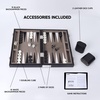 image:imageGSE Premium Leather Backgammon Board Game Set BlackampGrey Medium  Premium Leather Travel Folding Board Classic Game Set Leather Case IncludedLeatherblackgrey