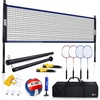 image:imageGSE Games amp Sports Expert Outdoor Badminton and Volleyball Combo Set Yard Net Game Set with Ball Pump Boundary Line and Carry Bag for Backyard Beach Lawn and Park Family GamesPortable BadmintonVolleyball Set