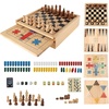 image:imageGSE Games amp Sports Expert Wooden 9in1 Chess Checkers Backgammon Dominoes Chinese Checkers TicTacToe Ludo Playing Cards amp Poker Dice Game Combo Set