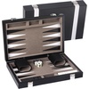 image:imageGSE Premium Leather Backgammon Board Game Set BlackampGrey Medium  Premium Leather Travel Folding Board Classic Game Set Leather Case IncludedLeatherblackgrey