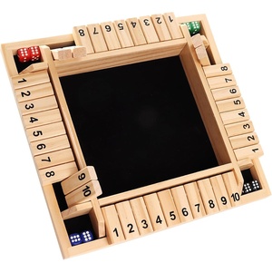 image:imageGSE Games amp Sports Expert 14 Player Wooden Shut The Box Dice Board Game with 8 Dice 4Way 10 Numbered Shut The Box Set of Popular English Pub Board Game  Natural WoodNatural Wood