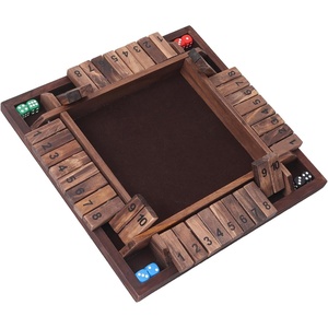 image:imageGSE Games amp Sports Expert 14 Player Wooden Shut The Box Dice Board Game with 8 Dice 4Way 10 Numbered Shut The Box Set of Popular English Pub Board Game  Natural WoodWalnut Stained Wood