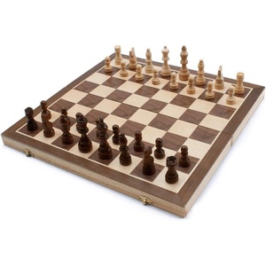 image:imageGSE Games amp Sports Expert 15 Wooden Chess Set Folding Chess Board Set with Pieces Storage Slots Portable Travel Game for Adults amp Kids