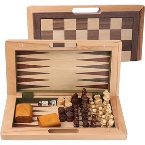 image:imageGSE Games amp Sports Expert 16 Deluxe 3in1 Wooden Folding Chess Checker amp Backgammon Board Game Combo Set Portable Travel Game Set for Kids amp Adults
