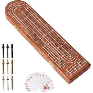 image:imageGSE Games amp Sports Expert 2Track Wooden Cribbage Board Game Box with Playing Cards Metal Pegs and Storage Drawer Classic Cribbage Board with Large Storage3Track Cribbage Board with Card