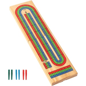 image:imageGSE Games amp Sports Expert 2Track Wooden Cribbage Board Game Box with Playing Cards Metal Pegs and Storage Drawer Classic Cribbage Board with Large StorageFolding Cribbage Board
