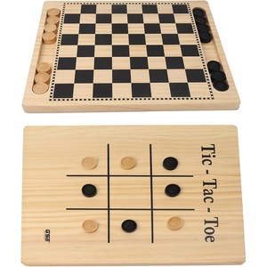 image:imageGSE Games amp Sports Expert 2in1 Reversible Natural Wood Checkers and TicTacToe Board Combo Set with Game Pieces Family Game for Kids amp Adults