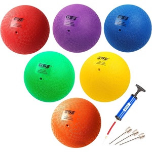 image:imageGSE Games amp Sports Expert 578510 Inflatable Playground Ball Kickball Bouncy Dodge Ball Handball for KidAdult Perfect for Recess Ball Games Gym Yoga Exercises Schools Sports ActivitiesSet of 6 with Pump