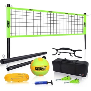 image:imageGSE Games amp Sports Expert Outdoor Badminton and Volleyball Combo Set Yard Net Game Set with Ball Pump Boundary Line and Carry Bag for Backyard Beach Lawn and Park Family GamesProfessional Volleyball Set
