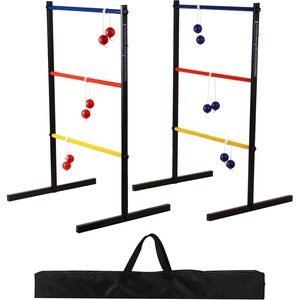 image:imageGSE Games amp Sports Expert Premium Solid Wood Ladder Ball Toss Game Set with Ladder Ball Bolas amp Carrying Case for Outdoor Backyard LawnMetal Ladder Toss Game Set