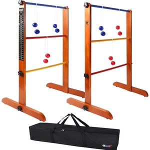 image:imageGSE Games amp Sports Expert Premium Solid Wood Ladder Ball Toss Game Set with Ladder Ball Bolas amp Carrying Case for Outdoor Backyard LawnWood Ladder Toss Game Set