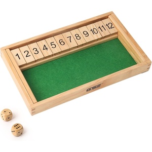 image:imageGSE Games amp Sports Expert Wooden Shut The Box 12 Number Spots Dice Game Board with 2 Wooden Dice Classic Tabletop Game Version of The Popular English Pub or Game Night
