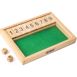 image:imageGSE Games amp Sports Expert Wooden Shut The Box 9 Number Spots Dice Game Board with 2 Wooden Dice Classic Tabletop Game Version of The Popular English Pub or Game Night