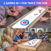 image:imageGSE Games amp Sports Expert 2in1 Solid Wood Shuffleboard and Curling Tabletop Game Board Set with 8 Rollers for Family and Friends