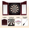 image:imageGSE Games amp Sports Expert Professional Solid Wood Classic Dartboard Cabinet with SisalBristle Dartboard Scoreboard and 6 Steel Tip Darts Easy Assembly Complete with All Accessories BlackDeluxe Cherry