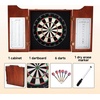 image:imageGSE Games amp Sports Expert Professional Solid Wood Classic Dartboard Cabinet with SisalBristle Dartboard Scoreboard and 6 Steel Tip Darts Easy Assembly Complete with All Accessories BlackMahogany