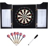 image:imageGSE Games amp Sports Expert Professional Solid Wood Classic Dartboard Cabinet with SisalBristle Dartboard Scoreboard and 6 Steel Tip Darts Easy Assembly Complete with All Accessories BlackBlack