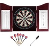 image:imageGSE Games amp Sports Expert Professional Solid Wood Classic Dartboard Cabinet with SisalBristle Dartboard Scoreboard and 6 Steel Tip Darts Easy Assembly Complete with All Accessories BlackDeluxe Cherry