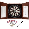 image:imageGSE Games amp Sports Expert Professional Solid Wood Classic Dartboard Cabinet with SisalBristle Dartboard Scoreboard and 6 Steel Tip Darts Easy Assembly Complete with All Accessories BlackDeluxe Walnut