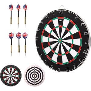 image:imageGSE Games amp Sports Expert 18 Regulation Size Steel Tip Dartboard Game Set Excellent BristleSisal Paper Baseball Bullseye Dart Board Game Set Several Styles Available2in1 Flocking BullseyeDart Board Set