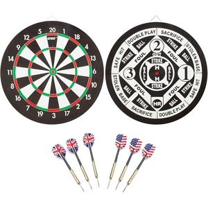 image:imageGSE Games amp Sports Expert 18 Regulation Size Steel Tip Dartboard Game Set Excellent BristleSisal Paper Baseball Bullseye Dart Board Game Set Several Styles Available2in1 Paper BaseballDart Board Set
