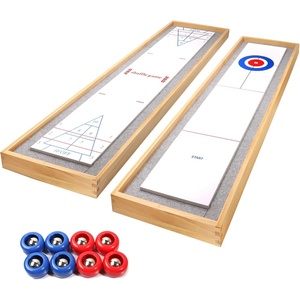 image:imageGSE Games amp Sports Expert 2in1 Solid Wood Shuffleboard and Curling Tabletop Game Board Set with 8 Rollers for Family and Friends