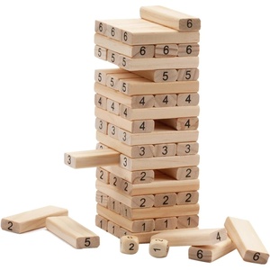 image:imageGSE Games amp Sports Expert 54Piece Mini Tumbling Timbers Wooden Blocks Stacking Floor Game Set Build to Over 15ftNatural Wood