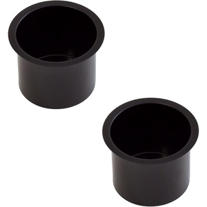 image:imageGSE Games amp Sports Expert Jumbo Aluminum Cup Holder Dropin Cup Holder for Casino Poker Tables Work Desks Boats RVs Cars amp Trucks Silver 2PackBlack