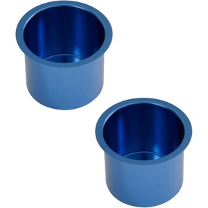 image:imageGSE Games amp Sports Expert Jumbo Aluminum Cup Holder Dropin Cup Holder for Casino Poker Tables Work Desks Boats RVs Cars amp Trucks Silver 2PackBlue