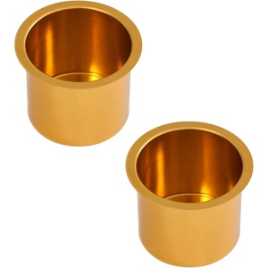image:imageGSE Games amp Sports Expert Jumbo Aluminum Cup Holder Dropin Cup Holder for Casino Poker Tables Work Desks Boats RVs Cars amp Trucks Silver 2PackGold