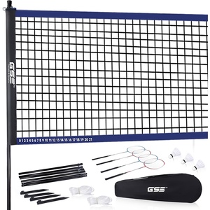 image:imageGSE Games amp Sports Expert Outdoor Badminton Complete Set with Badminton Net 4 Rackets 3 Shuttlecocks amp Carry Bag Outdoor Yard Lawn Game Set for Backyard Park Beach