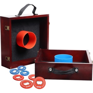 image:imageGSE Games amp Sports Expert Premium Wood Washer Toss Game Set with 8 Washers with Bottle Opener for Adults and Family Portable Lawn Game for Beach Backyard Pitching Tailgating CampingMahogany