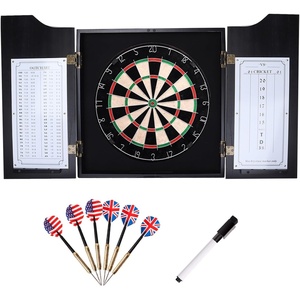 image:imageGSE Games amp Sports Expert Professional Solid Wood Classic Dartboard Cabinet with SisalBristle Dartboard Scoreboard and 6 Steel Tip Darts Easy Assembly Complete with All Accessories BlackBlack