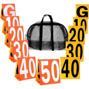 image:imageGSE Games amp Sports Expert Set of 11 Football Yard Markers Day amp Night 2Sided Football Field Yard Line Markers Yardage Markers with Portable Mesh Bag for Football Training