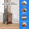 image:imageGSE Games amp Sports Expert Billiards Pool Stick Holder Only CornerStyle Floor Stand Billiard Cue Racks with Score Counters Holds 8 Pool Cue Sticks and a Full Set of Balls Silver Mist