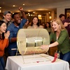 image:imageGSE Games amp Sports Expert Brass Raffle Ticket Drum Gold Spinning Raffle Cage Lottery Drawing Box for Raffles Giveaways Fundraisers and Events Available in Small Medium Large JumboJumbo  Holds 15 000 Tickets