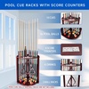 image:imageGSE Games amp Sports Expert CornerStyle Floor Stand Billiard Pool Cue Racks with Score Counters Holds Pool Cue Sticks Balls Set Ball RacksMahogany