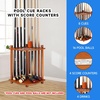 image:imageGSE Games amp Sports Expert CornerStyle Floor Stand Billiard Pool Cue Racks with Score Counters Holds Pool Cue Sticks Balls Set Ball RacksOak