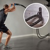 image:imageGSE Games amp Sports Expert Gym Battle Rope HeavyDuty Workout Ropes for Indoor amp Outdoor Workout Exercise Rope for Strength Training  304050 Feet Lengths AvailableBlack with Sleeve